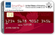 Red charge card with the word Purchase and numbers 1234 5678 9012 3456 and the name John Smith, with a bird in the background